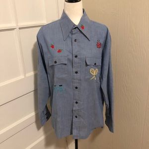 Fun Vintage Embroidered Wrangler Denim Buttondown
